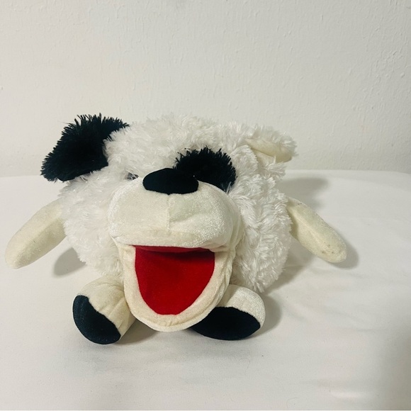 JOANN Plush Stuffed Puppet Barking Dog Black and White Stuffed Animal - Picture 1 of 7